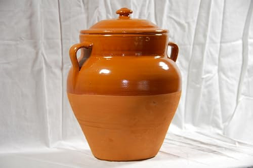 Tinaja de Barro Artesanal con Tapadera – 30 cm / 3 Litros – Hecha a Mano en España | Cerámica Ecológica para Agua, Decoración o Conservas | Felipe Zabala
