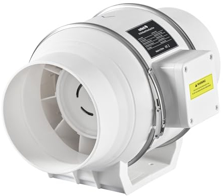 OMTech Inline-Rohrventilator 150mm Abluftventilator Leise 540 m³/h Kanalventilator Rohrlüfter zur Rauchabsaugung, HVAC-Belüftungs-Abluftventilator für Growzelt, Keller, Badezimmer, Küche, mehr
