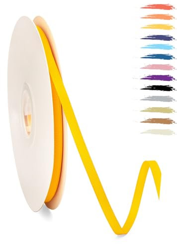 Golden 6mm Satinband 95 Meter, Polyesterband, verschönern Sie Ihre Bastelarbeiten und Feiern, ideal für Geschenkverpackungen, Dekorationen, Hochzeitsautoband, Bänder zum Basteln