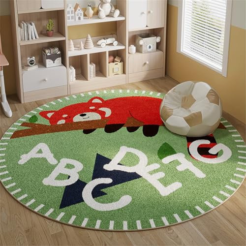 CULASIGN Kinderteppich Rund Kinderzimmer Babymatte Weich Teppich Babyzimmer Krabbeldecke rutschfest Spielmatte Baby Groß Kinderteppich Mädchen Jungen (Panda,80cm)