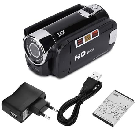 Natudeco Appareil Photo numérique de Poche, Rotation HD 16X, caméscope numérique Haute définition, caméra vidéo DV pour étudiants, Adolescents et Personnes âgées (Prise UE)