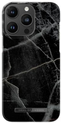 IDEAL OF SWEDEN Bedruckte Handyhülle, niedliches buntes Muster, schützende Abdeckung aus Hartplastik mit Mikrofaserfutter für das iPhone. Kompatibel mit iPhone 14 Pro Max (Black Thunder Marble)