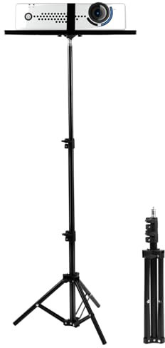 QWORK® projector stand tripod, portable adjustable 52-115 cm, ideal for home cinema and business meetings, black