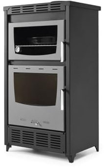 Estufa de leña con ventilador modelo K 18,08Kw | Chimenea de leña moderna para salón o cocina | Estufa de leña con horno