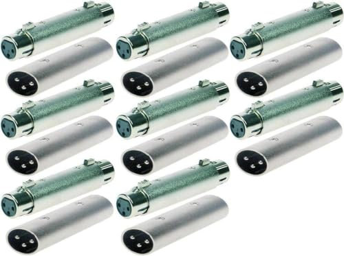Adam Hall 8 Sets Connectors Ganzmetall Adapter Verbinder Konverter - XLR 3 pol Female Kupplung auf XLR 3 pol Female Kupplung Buchse + XLR Stecker auf XLR Stecker