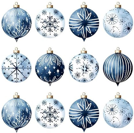 20 Servietten Weihnachten Viele Weihnachtskugeln in blau als Tischdeko. Papierservietten mit Motiv. Auch für Decoupage und Serviettentechnik 33x33cm