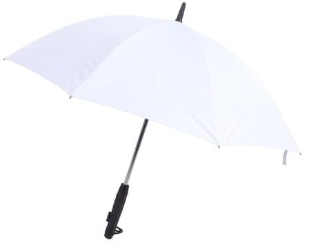 Riuulity Sun Umbrella with Fan and Mist Spray, 3 in 1 Multifunction 8 Ribs Portable Cooling Fan Umbrella, for Summer Travel (White Silver)