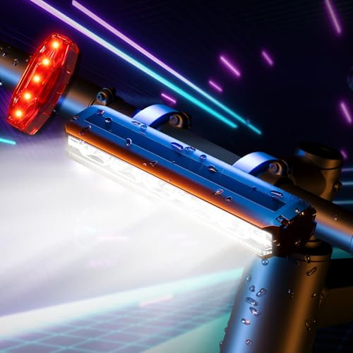 IPSXP Luci Bicicletta LED Accessori, Luce Bici Ricaricabili USB Anteriore e Posteriore, IPX5 Fanale Bici Torcia per MTB Corsa Monopattino Bicycle Front and Rear Lights