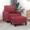 Willood Sessel mit Hocker Sofa und Couch Loungesofa 60cm Kunstleder Weinrot