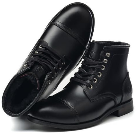 SL-Saint Handgemachte weiche Zehe Herren Klassische Stiefel Wasserdicht-Leder Kuhfell/Wolle Mode Winterschuhe (Schwarz Wollfutter, Erwachsene, Herren, 46, Numerisch, EU Schuhgrößensystem, M)
