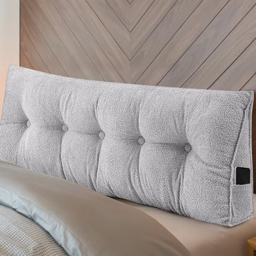 Wenqik Dreieckiges Kopfteil-Keilkissen, Rückenlehne, Nachttisch, Queen-Size-Größe, Stützkissen zum Sitzen im Bett, Tagesbett, Nackenrolle zum Lesen mit abnehmbarem Bezug, 150 x 50 x 20 cm