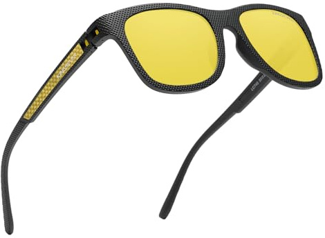 KINGSEVEN Modische polarisierte Sonnenbrille für Männer und Frauen, UV400-Schutz, ultraleicht, zum Radfahren, Autofahren, Angeln745-C3 (C3-Night vision yellow)