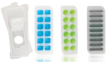 Axinost, 3 moldes de cubitos de hielo de silicona con tapa, sin BPA. Adecuados para cubitos de hielo, cócteles, whisky, café y botellas, y para guardar alimentos para bebés.