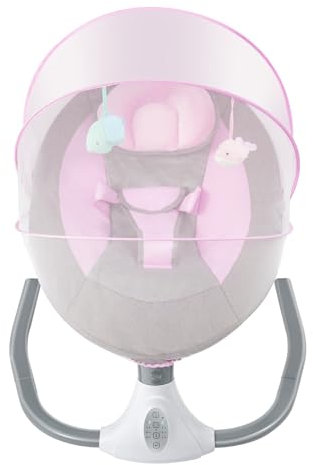Sdraietta Neonati Elettrica Dondolo Neonati Con Di Telecomando, Zanzariera,12 Brani Musicali,Pieghevole Altalena Neonato Capacità Di Carico 18kg,Per Neonati Di Età Compresa Tra 0 E 12 Mesi (Rosa)