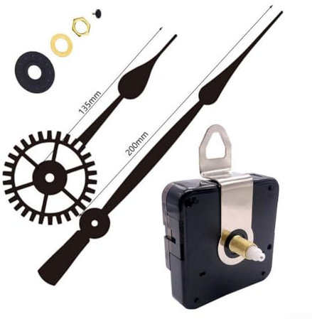 CWOQOCW DIY Wanduhr Uhrwerk mit langem leisem Quarzwerk, ideal für die Reparatur von Uhren (Schwarz 1)