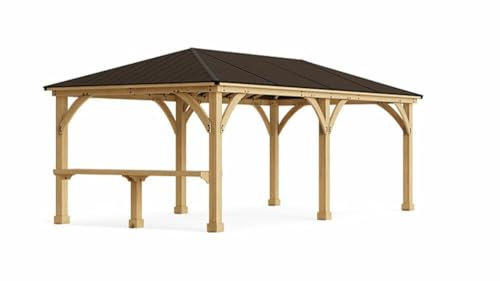 Heavy Duty Meridian Gazebo 12ft x 24ft (3.7m x 7.4m) with Neat and Tidy Wooden Bar Counter