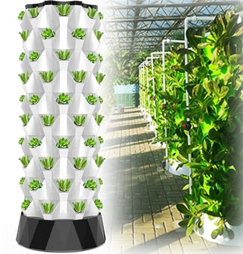 ylpddmm 48/64/80 Pots Hydroponics Tower Set Hydroponic Growing System Hydroponic Growing, Plants Germination Kit, Vertical Hydroponic System for Gardening Lover,10floors