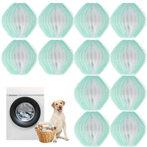 12 Stück Tierhaarentferner waschmaschine, Fusselbälle waschmaschine, Effektiver entfernt Tierhaare, Fusseln & Flusen, Wiederverwendbare Flusenkugeln, Für die Wäschepflege 12 x 9 x 3.5 cm (blau)