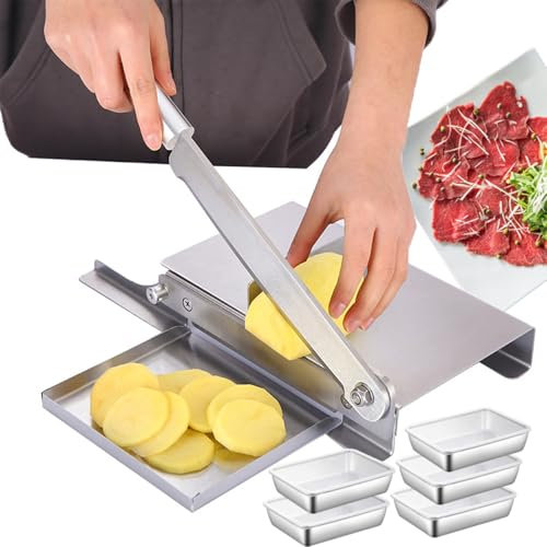 BCJMKDX Affettatrice Manuale per Carne, Affettatrice for Alimenti Professionale con Spessore Regolabile | Leva estesa - 35 cm Manico in Lega di Alluminio