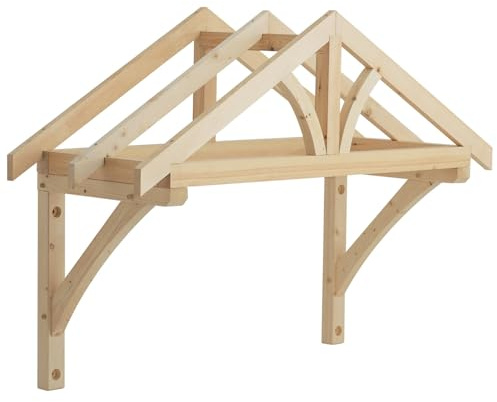 Jackson Woodturners Apex Porch Canopy 1600mm – Wooden Front Door Canopy Kit with Gallows Brackets – Durable Pine Porch Roof for Entrance, DIY Exterior Door Cover, Traditional Style