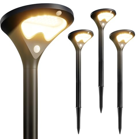TuyLuxe Solarlampen für Außen 6Stück, Garten Solarleuchten Bewegungsmelder | 550LM Moderne 3 Lichtmodi, Helle 26 LEDs Warmweiß, IP65 Wasserdichte Solarleuchten für Außen, Hof, Rasen, Terrasse, Weg