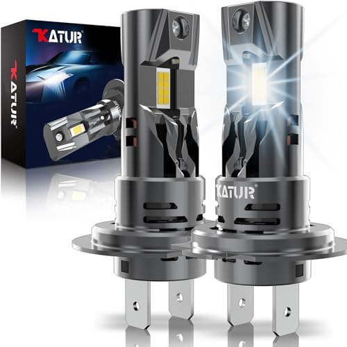 KATUR H7 LED Headlight Bulbs 30000LM, 6000K White Wireless H7 LED Bulb Mini Size Plug and Play, Pack of 2