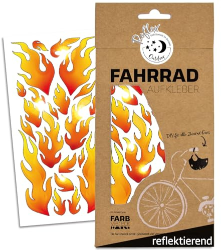Farbviereck Reflektierende Flammen Aufkleber für Auto, Motorrad, Fahrrad & Helm – 21 Feuer Sticker im Hot Rod Racing Design – UV- & Wetterfest – Made in Germany | R0043