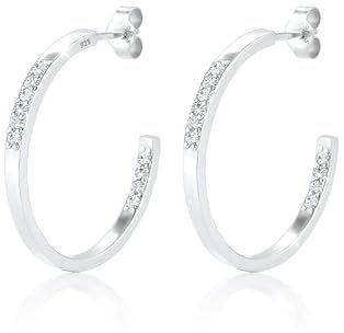 Elli Ohrringe Damen Creolen Zart mit Kristalle in 925 Sterling Silber