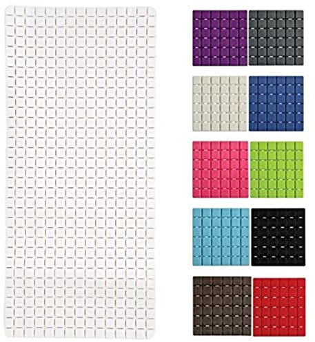 MSV Premium Duschmatte Badematte Badewannenmatte Badewanneneinlage antibakteriell rutschfest mit Saugnäpfen - Weiß - ca. 36 x 76 cm - duftet nach Rosen - waschbar bei 60° Grad