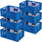 BRB 6x Eurobehälter durchbrochen/Stapelkorb, LxBxH 600x400x240 mm, lebensmittelecht, Industriequalität (blau)