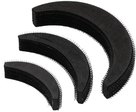 3 Schaumstoff-Haarkissen in Mondform (S M L), schwarz, mehr Volumen, Haar-Accessoire Hair Volume Inserts Bump it up Hair Base Pad Styling Zubehör Zurück Steigende Werkzeuge
