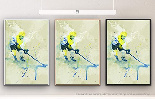 Paul Sinus Art Eishockey 90x60cm auf Leinwand im Schattenfugenrahmen schwarz edel