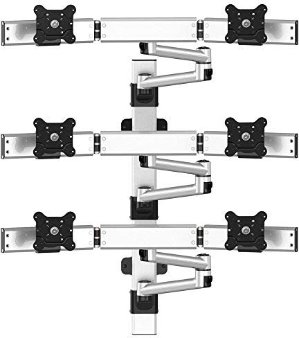 Cotytech VESA Wall Mount for 6 Monitors 2x3 Quick Release w/Dual Arms