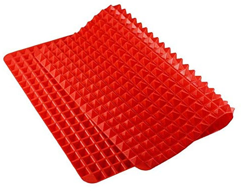Baking Mats,Non-Stick Silicone Pyramid Pan Oven Tray Baking Sheet Heat-Resistant for Grilling BBQ (red)