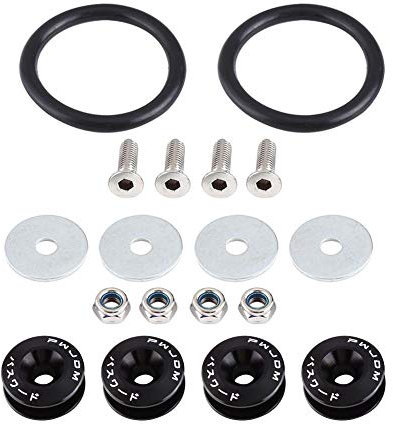 KIMISS Supporto per paraurti , rondella per paraurti in lega di alluminio per auto/kit di fissaggio vano motore bullone di fissaggio rapido(Nero)