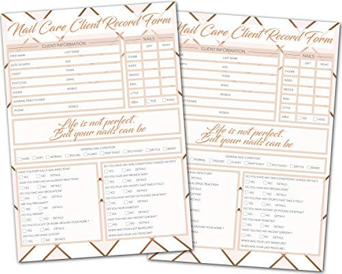 Nail Care Client Cards GDPR Large A5 Size - Salon and Therapist Customer Consultation Record Paper - Agenda Essentials - Profile Recording Forms Data Protection Pack of (50)