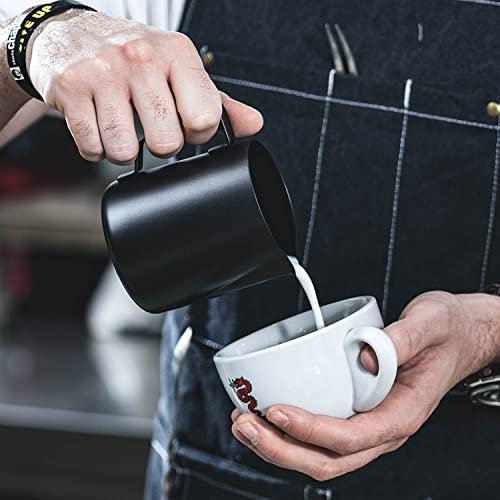 Milchkännchen, Milchschaumkrug, Edelstahlkännchen Antihaft-Teflonschaumkrug 350 ml, Sahne-Milchkaffee Cappuccino Latte Art, mattes Finish