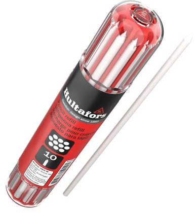 Tieflochmarker Ersatzminenset Weiß 10 Stück I Hultafors I Im praktischem Spender mit Cliphalterung I 2,8mm Universalminen für Zimmmermannsbleistift I Für diverse Oberflächen I 650190