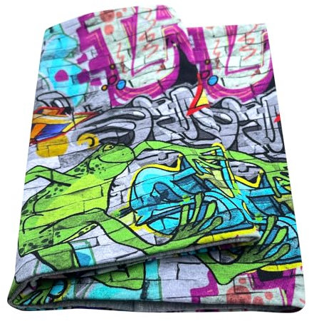 Wollhuhn Öko Jungen/Mädchen Leichter Lockerer Schlupfschal/Halstuch/Loop Baumwolle Zwei Lagen Jersey Übergangszeiten/Sommer 32132220 (Graffiti Grau/Bunt)