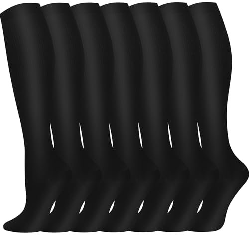 Pnosnesy Compression Socks, (2/4/6/7 Pairs) for Men & Women 15-20 mmHg is Best for Athletics, Running, Flight Travel, Support