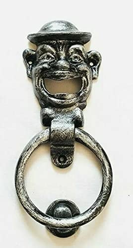 Man with Cap Design Front Door Knocker Antique Silver Pewter Novelty Decoratuve