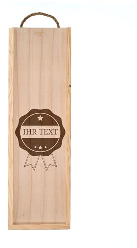 STEMPEL-FABRIK – personalisierbare Holz Weinkiste mit Namen oder Spruch – Badge Siegel – gravierte Weinbox zum Geburtstag, Hochzeit, Jubiläum & Co – perfekte Geschenkidee für Weinliebhaber