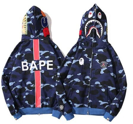YMHXBSX Unisex Erwachsene Bape Shark Head Hoodies Leichter Kapuzenmantel Mode Trendy Full Zip Up Hoody Jacke Sweatshirt, 2221264, M