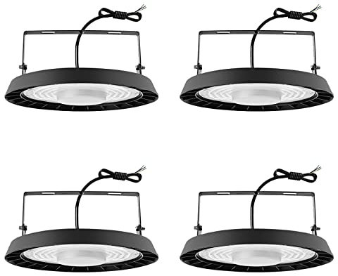 Jefedana 4pcs-300W LED Strahler Industrielampe,30000LM UFO LED Werkstattlampe IP65 LED High Bay Licht, UFO LED Werkstattlampe 6500K Kaltweiß Hallenbeleuchtung für Werkstätten Industrie Fabrikhallen