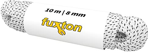 fuxton Gummiseil 8 mm 10 m schwarz - weiß, elastisch (Expanderseil, Gummiband, Gummischnur, Gummileine, Gummikordel, Planenseil, Spannseil, Seil Plane)