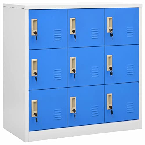 Festnight Armadietto con Chiave, Armadietto Metallo, Armadietto con Serratura, Armadietti Spogliatoio Metallici, Armadio Ferro, Grigio Chiaro e Blu 90x45x92,5 cm Acciaio
