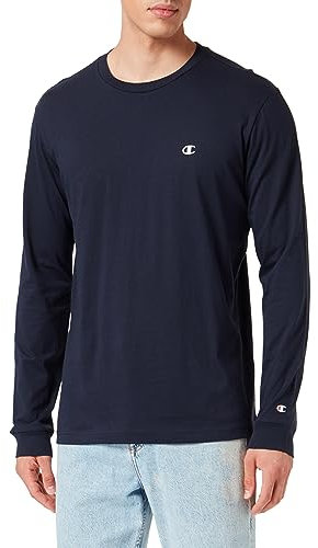 Champion Legacy Basics-L-s Crewneck Men's Long-Sleeve T-Shirt, Navy Blue, XL
