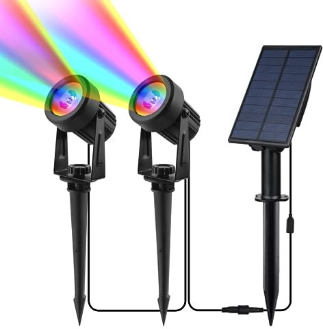 CORESLUX Solar Spot Lights - RGB Color Changing Outdoor Garden Uplighters - IP65 Waterproof Decorative Lighting for Yard, Lawn, Path