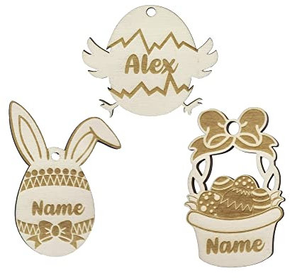 Osteranhänger Holz personalisiert | Osterkugeln Ostereier Osterdeko mit Name | Osterhase Küken Osternest