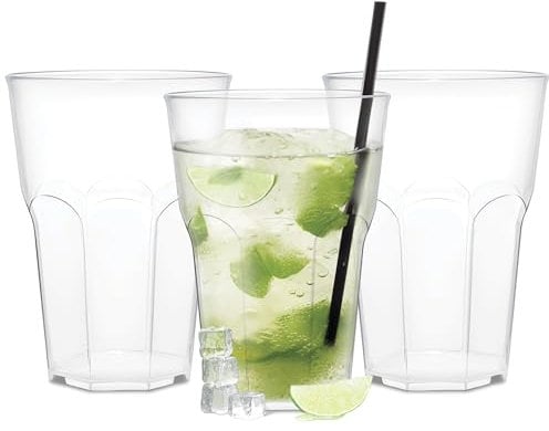 TUNDRA - Lot de 40 GOBELETS en PLASTIQUE RÉUTILISABLES 35 cl à Eau, Biere, Cocktail, Granité - Verres RECYCLABLES Incassables, BPA-Free, Transparents et ÉLASTIQUE pour Fêtes